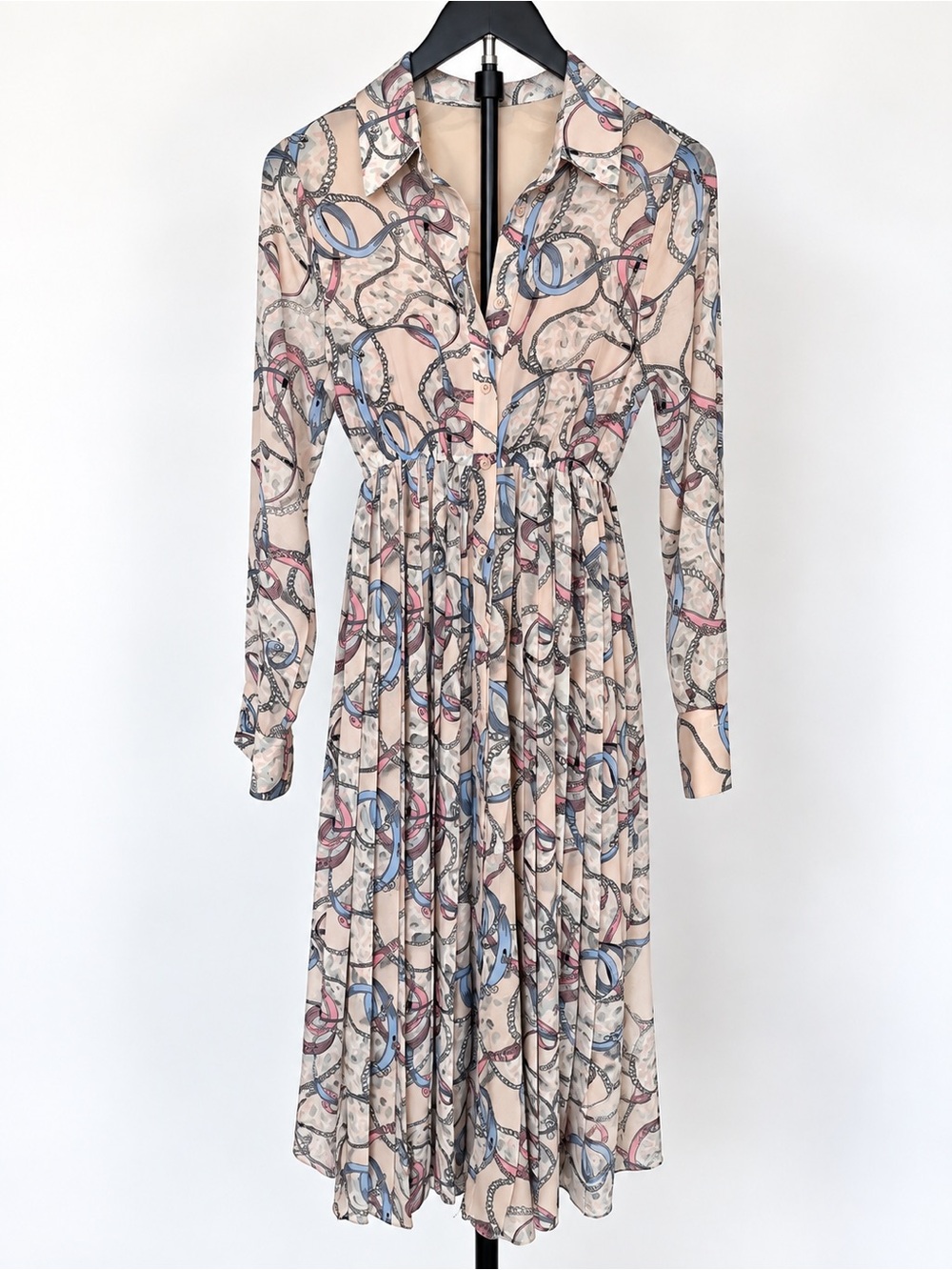 Printed Shirt Midi Dress. S